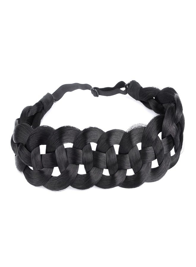 DIGUAN Hollow out Synthetic Hair Braided Headband Hairpiece Women Girl Beauty accessory for Women (Natural Black) - Image 1